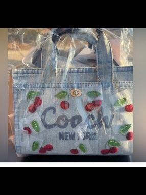 Coach Denim Cherry Tote 26